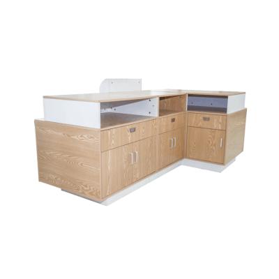 China Supermaket checkout shop counter wood design vs small helpdesk cashier counter for sale