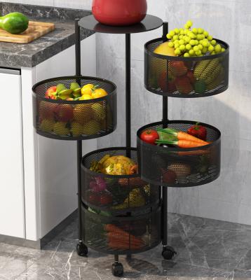 China Rotating 3-5 Layers Sustainable Kitchen Shelf / Household Fruit&Vegetable Racks for sale