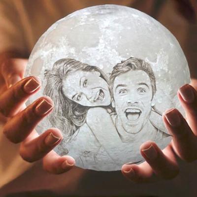 China Eco-friendly Dimmable 3D Custom Photo Touch Sensor Printing Customized LED Night Moon Light Lamp for sale