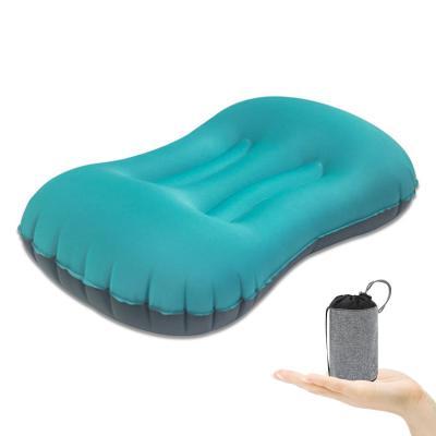 China PORTABLE Folding Mini Lightweight Portable Inflatable Neck Outdoor Camping Pillow For Camp Tent for sale