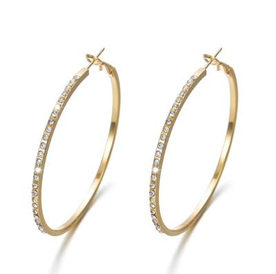 China Fashionable European and American Diamond Earrings Women Big Circle Gold Circle Exaggerated Earrings Wholesale for sale