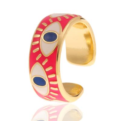 China New Trendy Hiphop Fashion Exaggerated Personality Adjustable Ring Hip Hop Dripping Eye Ring for sale