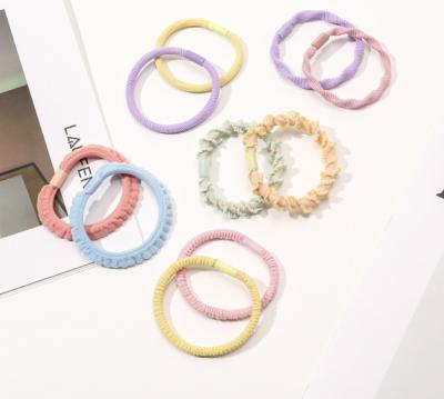 China Fashion Korea Cute Solid Color Soft Environmentally Friendly Hair Rope Knotted Rubber Elastic Hair Ties Band for sale