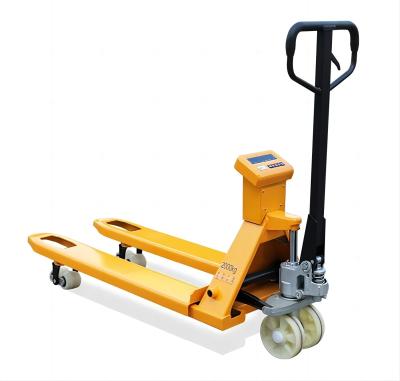 China Waterdicht elektronisch handgewicht pallet jack hydraulische elektrische pallettruck met schaal eenvoudige elektrische vorklift Te koop