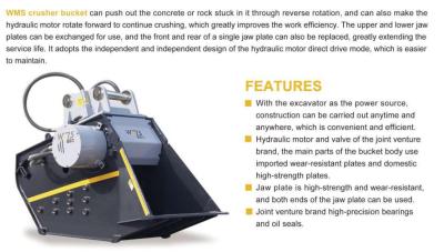 China Crusher Bucket Jaw Excavator Attachment Rock WMS Crusher Bucket for sale