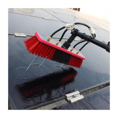 China 5 Sides Brush Head Solar Panel And Water Fed Pole Window Cleaning Brush Aluminum Telescopic Rod Cleaning Brush for sale