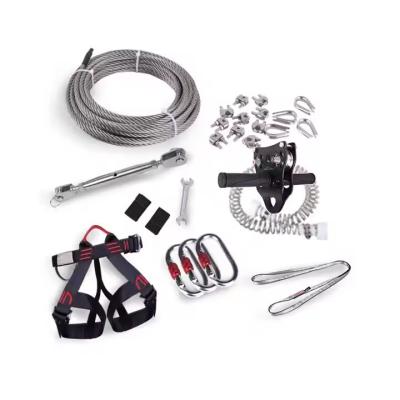 China Custom 8mm*20m Luxury Park and Playground Zip Line Kits Spring Brake e Harness para quintal com aço inoxidável à venda