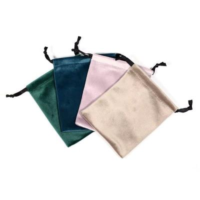 China Custom Recyclable Luxury Silk Ribbon Pouch Gift Logo Flannel Velvet Flannel Soft Drawstring Bag for sale