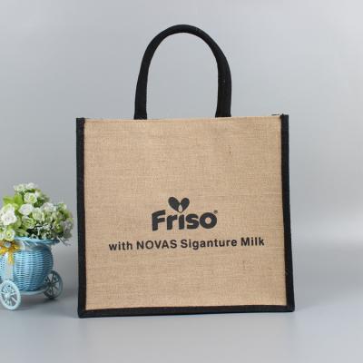 China Eco Friendly Customized Logo Customized Print Plain Canvas Bridesmaid Jute Shopping Tote Bag for sale