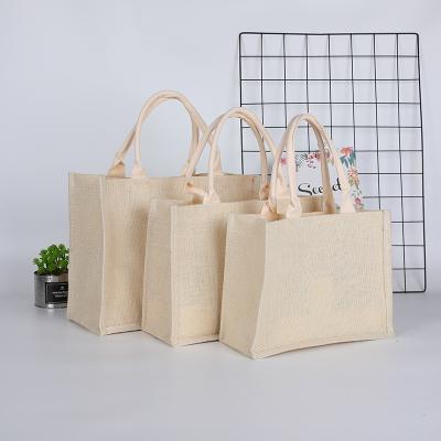 China Customized Simple Empty Canvas Tote Bag Eco-Friendly Logo Printing Lamination Bridesmaid Hand Jute Tote Bag for sale