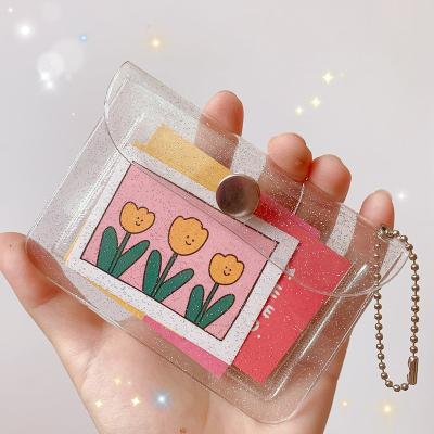 China Fashion Korean Custom Insti Sparkle Transparent Card Case Portable Cute Coin Purse for sale