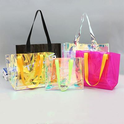 China Customized Transparent Cheap Handled PVC Packaging Bag Shopping Bag Gift Plastic Bag for sale