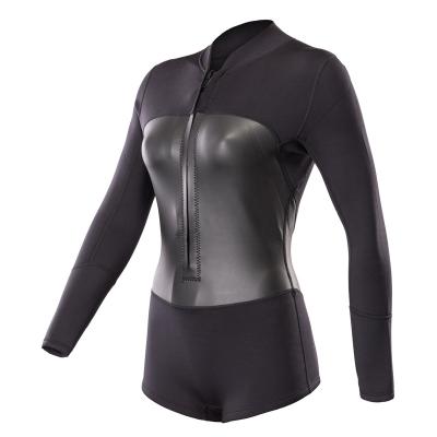 China Cheap Hot Selling Spearfishing Wetsuit Leica Cloth Good Quality Long Sleeve Antibacterial Diving Women Surf Suit Back Zipper for sale