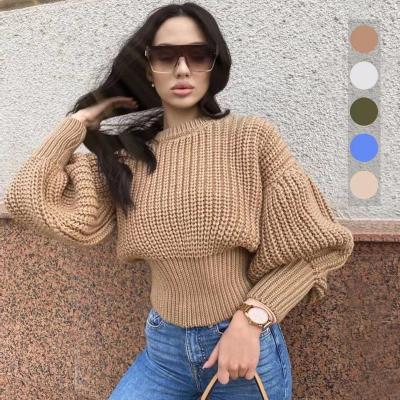 China Anti-Wrinkle Casual Women's Solid Color Long Sleeve Knitted Warm Sweater Top for sale