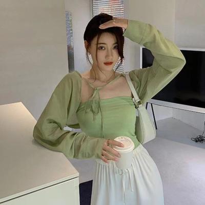 China Summer QUICK DRY Two Piece Sling Cardigan Blouse Clothing Sun Protection Female Jacket for sale