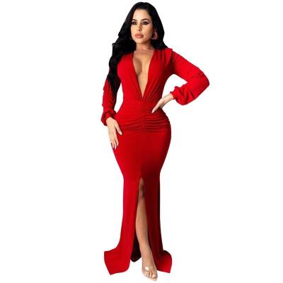 China Anti-wrinkle European and American women's foreign trade nightclub party sexy deep V dress for sale