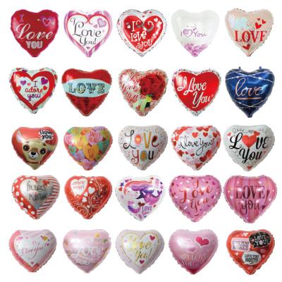 China Party Suppies 18 Inch Wedding Decoration Foil Heart Shaped Balloon 18 Inch Love Printing Wedding Dress Proposal Party Decoration for sale