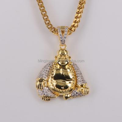 China Hip Hop Jewelry Micro Pave Iced Out Gold Plated Hip Hop Buddha Charm Pendant for sale