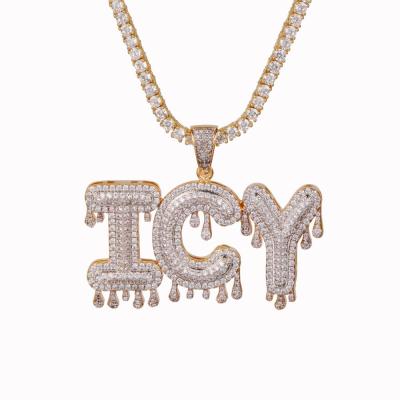 China Hip Hop Jewe; Relay New Design GLACIAL Bubble Letter Custom Drip Pendant Necklace for sale