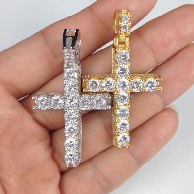 China Bling Bling Pendant Mens Hip Hop Necklace 18K Gold Plated Lab Diamond Cross Pendant for sale