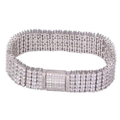 China Hip Hop Jewelry Fully Iced Out Five Row AAA Cubic Zircon Tennis Bracelet With White Gold Platitng for sale