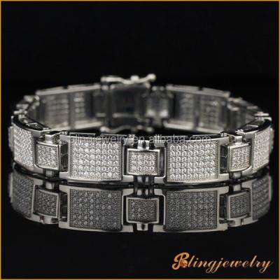 China Hip Hop Jewelry Bracelet Hip Hop Lab Diamond Micro Bling Pave Set Men's Bracelet Jewelry for sale