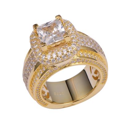 China Outlet Hip Hop Style Solitaire Brass Iced Out Eternity Diamond Ring For Man for sale