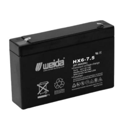 China Custom Wholesale Power Storage Home Appliances Black Shell 6v7.5ah Series 6v7.5ah Lead Acid Batteries for sale