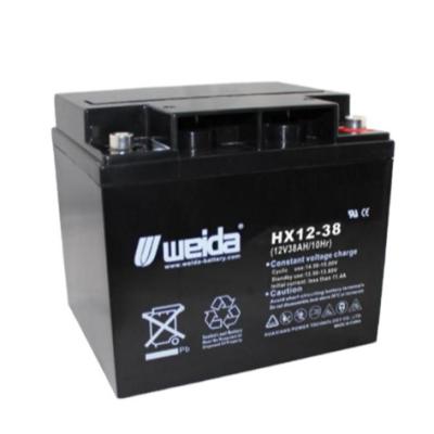 China Home appliances wholesale 12v38AH energy storage battery HX12-38 series large density lead acid batteries for sale