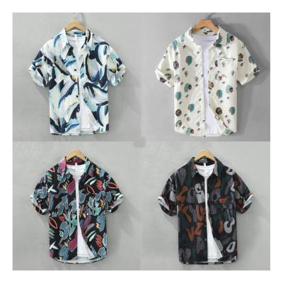 China Anti-pilling Wholesale Hawaiian Beach Printing Shirts For Men Casual Resort Beach Oversized Custom Shirts Loosen Oversized Men'S Shirts for sale