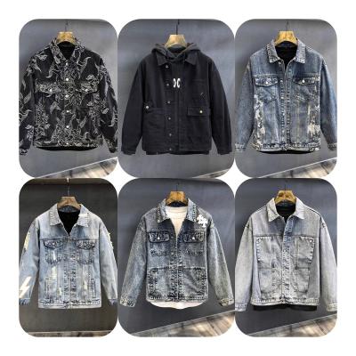 China QUICK DRY Denim Jacket New Fashion High Quality Men's Custom Logo Paint-splashing Style Leisure Custom Packing Casual Denim Fabric for sale