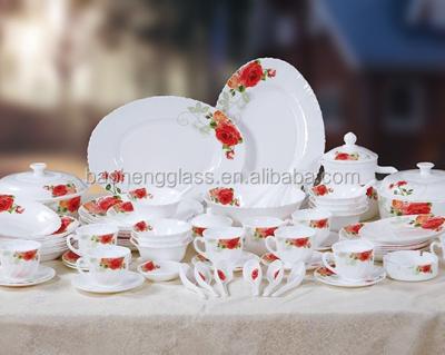 China Disposable Opal Glassware Dinner Set 72PCS Easy Cleaning for sale