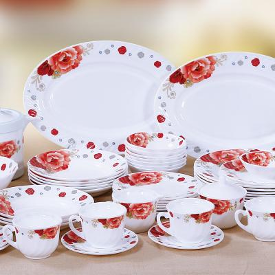 China 60 Pcs Decal Disposable Opal Glass Tableware for sale