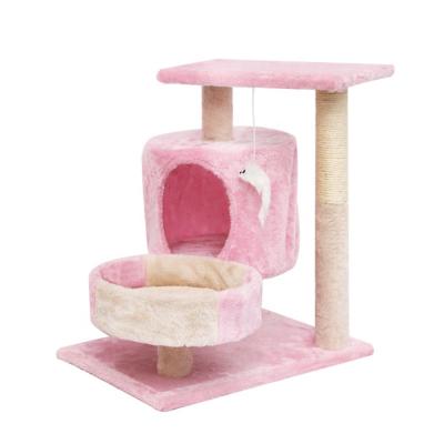 China Sisal Pole Cat Tree Popular With Paw Viable Wood Cat Tree Cat Toy Tower for sale