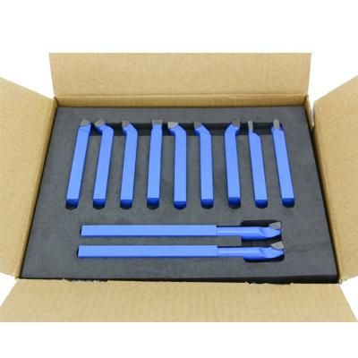 China Lathe Cutting Tool 10mm*11pcs Turning Carbide Welded Tool Inclined Turning Bit Set 10*10mm Metal Lathe Tool Kit Carbide For Mini Lathe Threading for sale