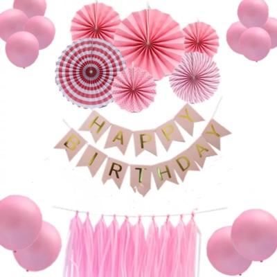 China Best Happy Birthday Letter Flag And Flower Decoration Paper Selling Party Supplies Paper Tassel Paper Fan Costume for sale