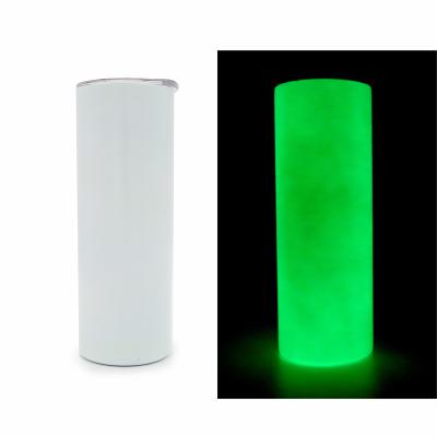 China Sustainable Glow In The Dark Straight Slim Vacuum Water Bottle Tumbler Sublimation 20oz Slim Cup Dark for sale