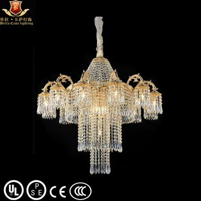 China 2023 French Brass K9 Luxury Crystal 19 Modern Good Quality Interior Decorative Customized Light Chandelier for sale