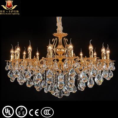 China 2023 16 light promotional crystal chandelier gold color modern hot sale wholesale crystal lamp for hotel for sale