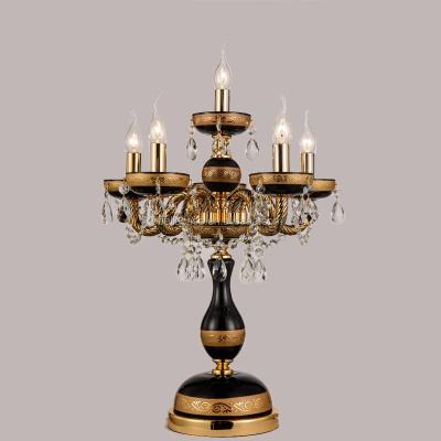 China Modern Table Lamp Morocco Type Black Color Candelabros K9 Cristal Table Lamps For Bed Room for sale