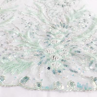 China Other Hot 2022 Luxury Sequin Embroidery Fabric Sequin Beaded Lace Fabric Luxury Beaded Embroidery Beaded Embroidery Fabric For Wedding Dress for sale