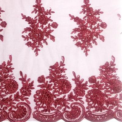 China Luxury Textiles Embroidery Fabrics 3D Sequins 3D Lace Embroidery Lightweight Tying Fabric For Dress Dress for sale