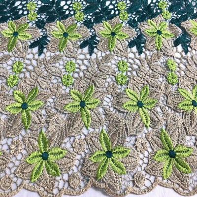 China African attractive viable chemical lace guipure lace fabric guipure embroidery lace water soluble fabric for dress for sale