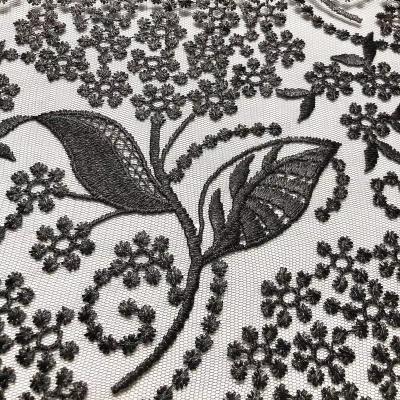 China Viable Unique Black Plain High Density Embroidery Net Fabric For Dress Embroidery for sale