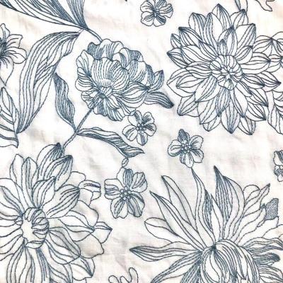 China Beautiful Viable Elegant Cotton Embroidery Fabric Floral Embroidery Fabric For Dress for sale