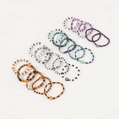 China High Quallity Halloween Fun Ghost Pumpkin Beads Colorful Letter Pearl Bracelet Set for sale