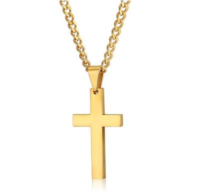 China High Quallity Wholesale Women Men Metal Simplicity Gold Plated Cross Pendant Necklace Jewelry Gifts for sale