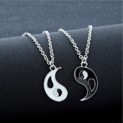 China High Quallity Wish Amazon ebay best friends patchwork  Tai Chi gossip Yin Yang pendant couple necklace for sale