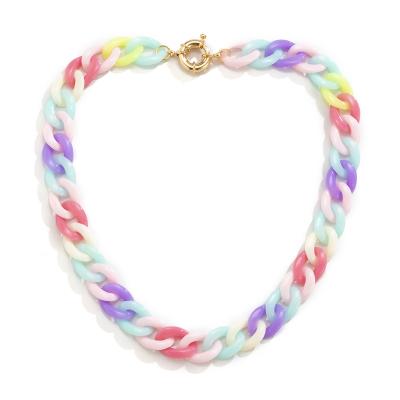 China High Quallity Macaron short collarbone chain rainbow braided button necklace for women for sale