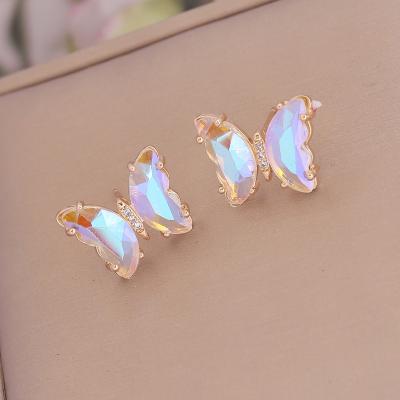 China High Quallity S925 Silver needle gradient color flower butterfly Fairy Super fairy exclusive light luxury earrings for sale